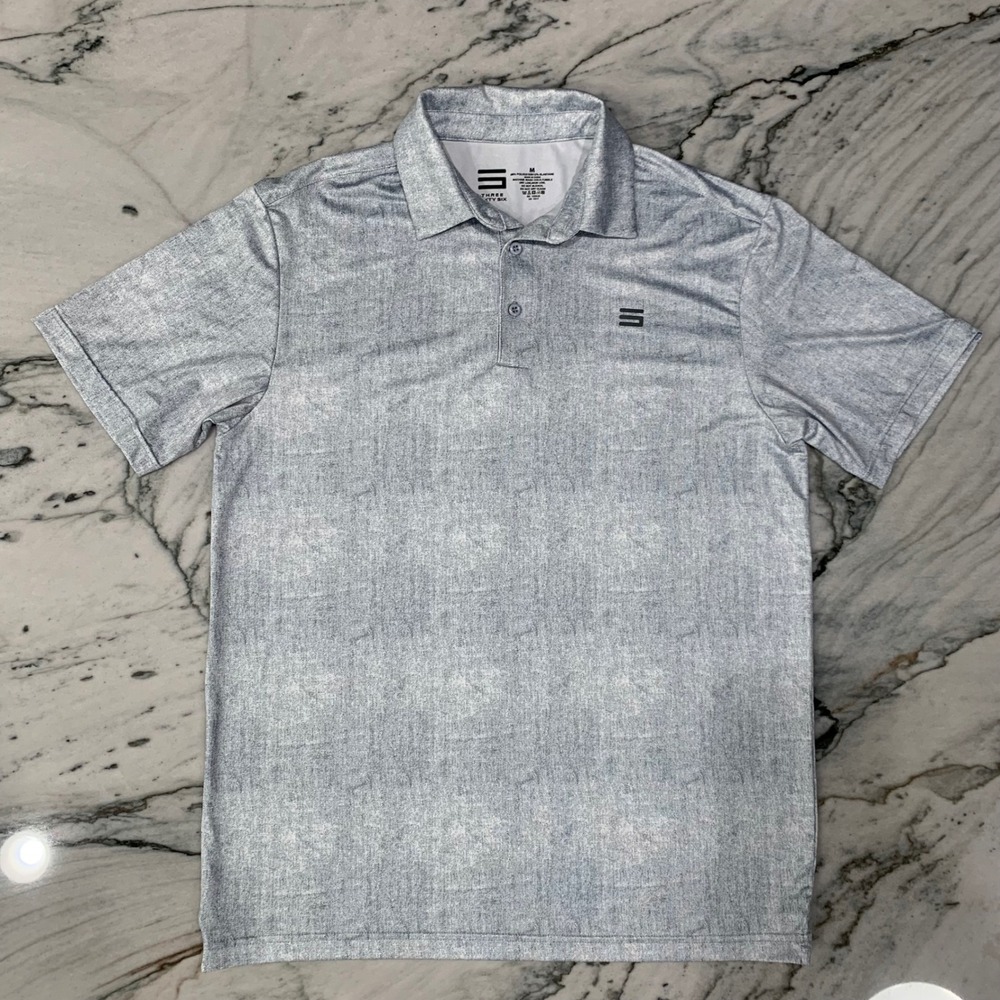 Three Sixty Six Mens Golf Polo Shirt Gray Heather Athletic Medium Like New